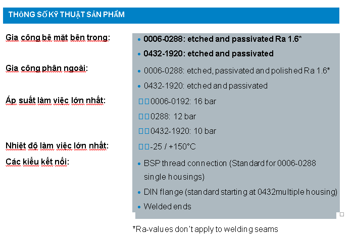 BỘ VỎ LỌC INOX P-EG