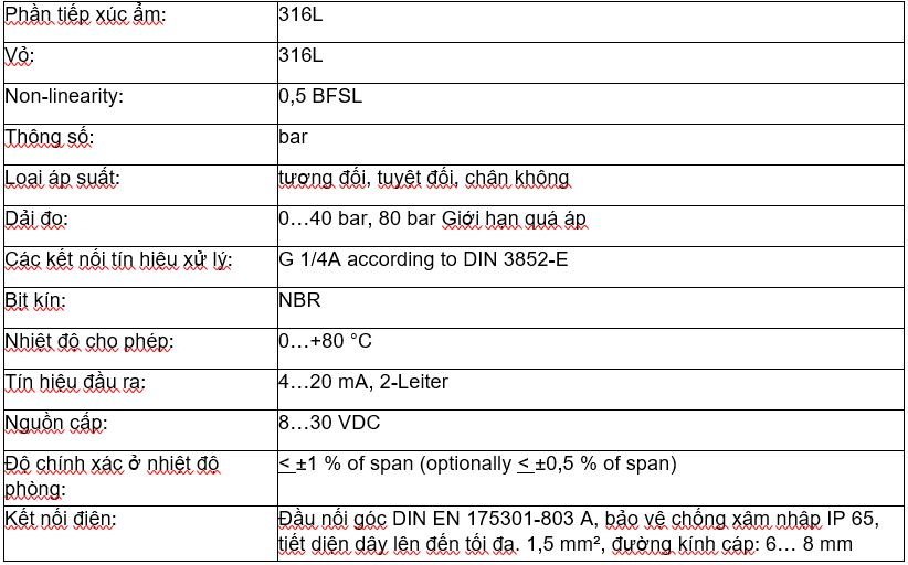 Cảm biến áp suất tiêu chuẩn CS 40