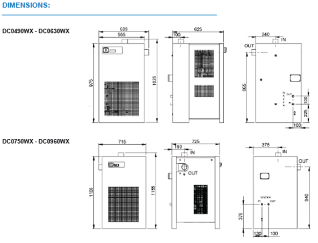 Máy sấy khí lạnh giải nhiệt bằng nước DC 0490 WX – DC 1650 WX
